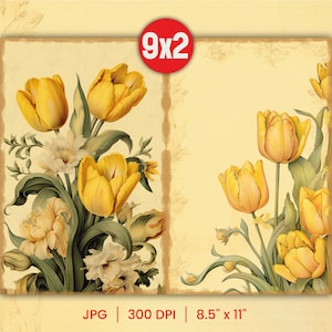 Tulpe Junk-Journal Druck Tulpe Blumen Junk-Journal Seite Blumen Junk-Journal Hintergrund Shabby Chic Journal Floral Vintage Tulpe Printable