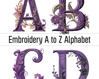Broderie Clipart police de broderie motifs de broderie Art lettres alphabet floral Clipart lettres décoratives monogramme usage Commercial