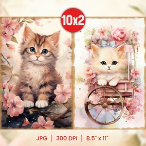 Cat Junk Journal Printable Cat Journal Kitten Junk Journal Page Cute Cat Junk Journal Background Inspirational Junk Journal Vintage Cat
