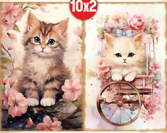猫のジャンクジャーナル 印刷可能な猫のジャーナル 子猫のジャンクジャーナルページ かわいい猫のジャンクジャーナルの背景 インスピレーションを与えるジャンクジャーナル ヴィンテージ猫