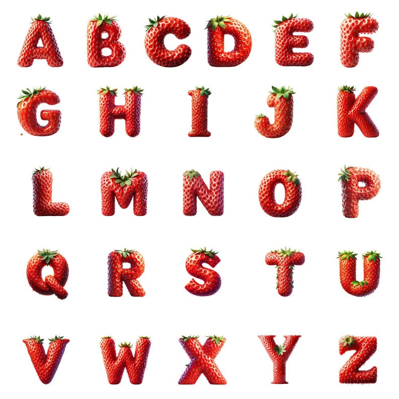 Strawberry Alphabet Png Doodle Letters Strawberry Font Clipart Doodle ...