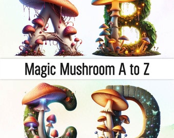Clipart champignon champignon polices de caractères lettres champignon autocollant alphabet Png griffonnage lettres polices de l'alphabet sublimation png