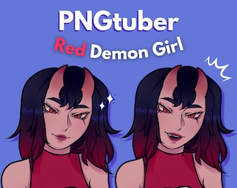 PNGtuber - Red Demon Girl | Cute Vtuber Model | Kawaii | Twitch | YouTube | Streaming | Ready to Use and Download for OBS Streamlabs