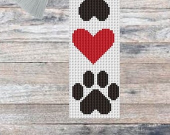 I Heart Paws Bookmark Cross Stitch Pattern