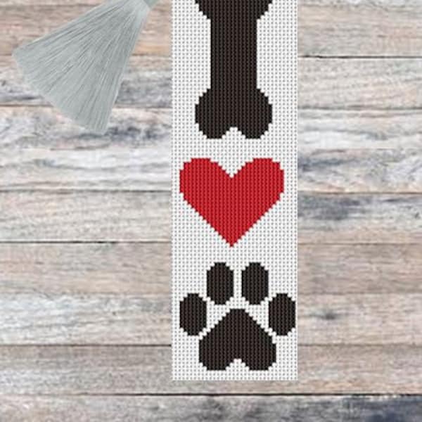 I Heart Paws Bookmark Cross Stitch Pattern