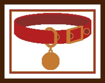 Pet Collar With Round Tag Customisable Cross Stitch Pattern