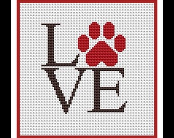 Paw Love Cross Stitch Pattern