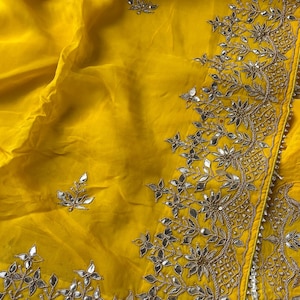 Yellow Designer Sari | Pure Organza Saree | Gotta patti work | Bollywood Sari | Saree for Christmas