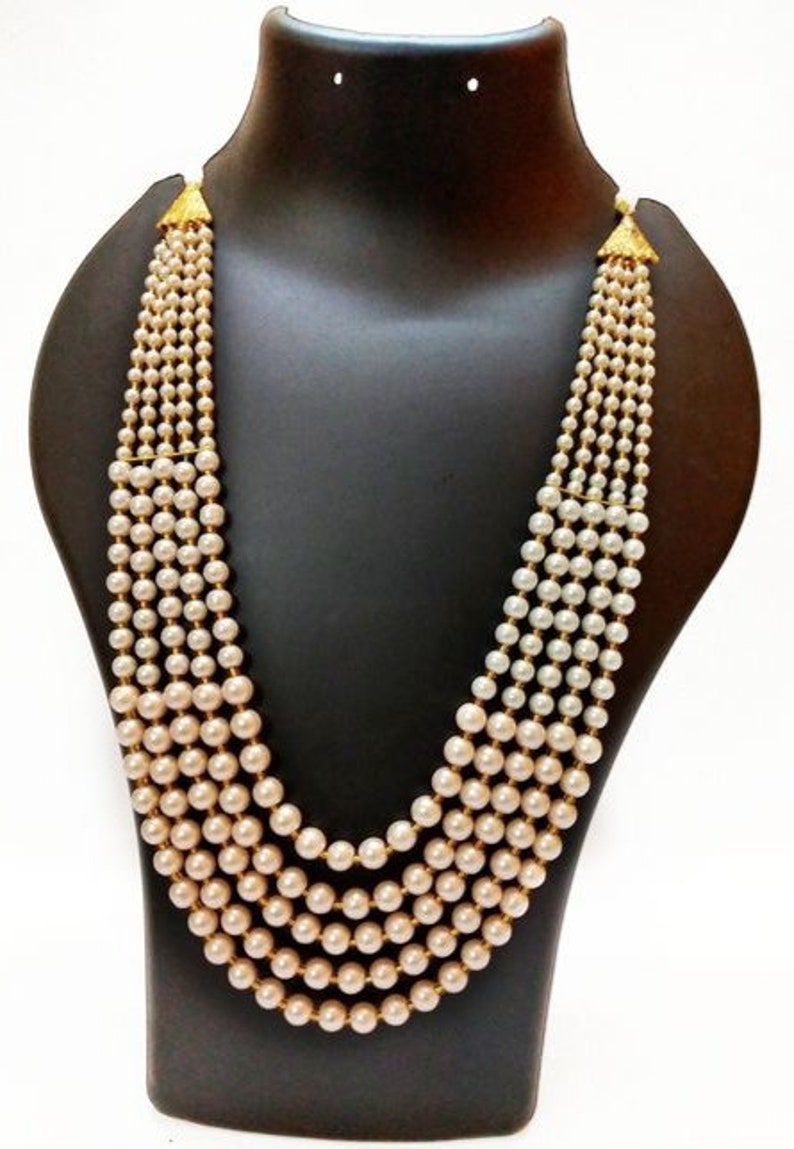 Vintage Pearl Beads Necklace With White Moti Mala Strand 5 Etsy