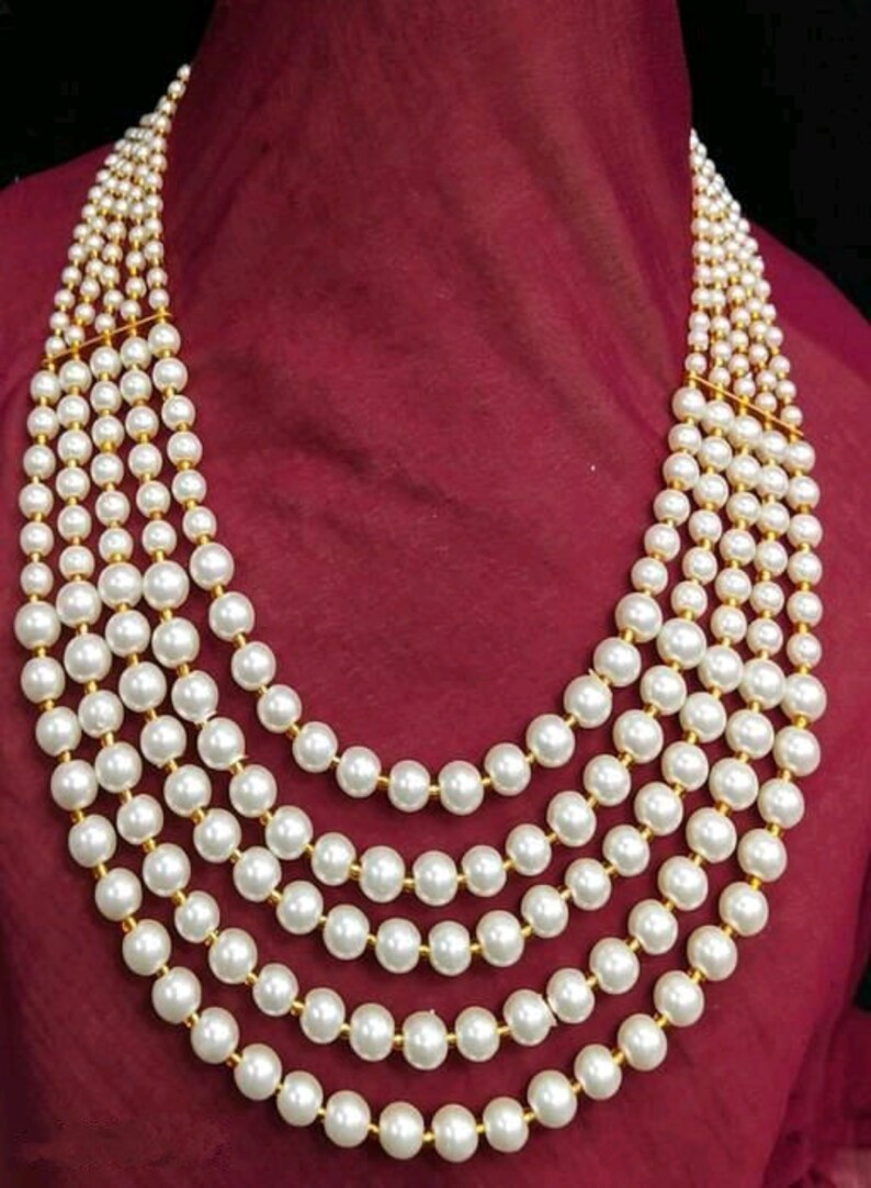 Vintage Pearl Beads Necklace With White Moti Mala Strand 5 Etsy