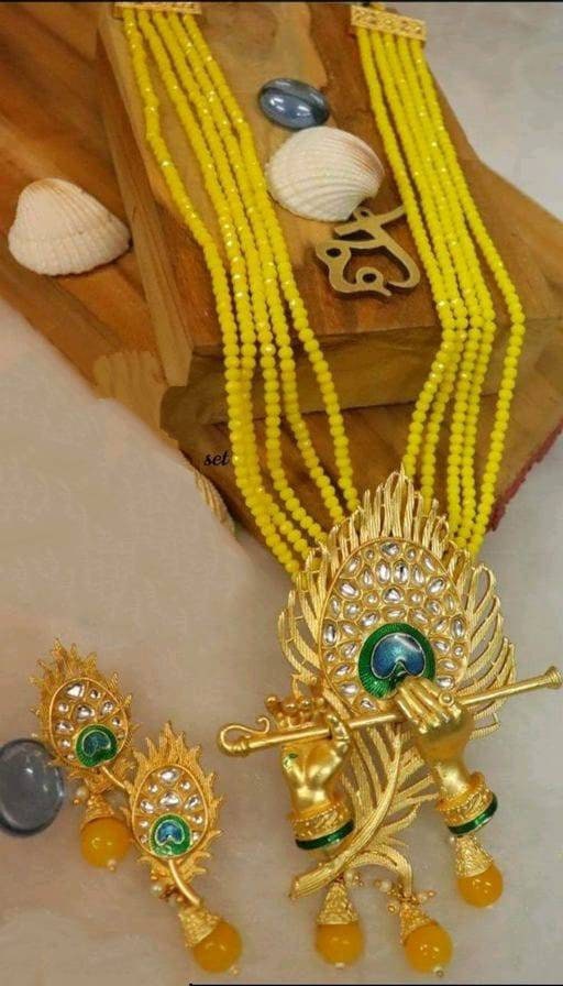 Load Krishna Necklace Set With Matching Peacock Feather Etsy