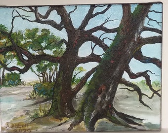 Louisiana Trees landscape painting gnarled trees