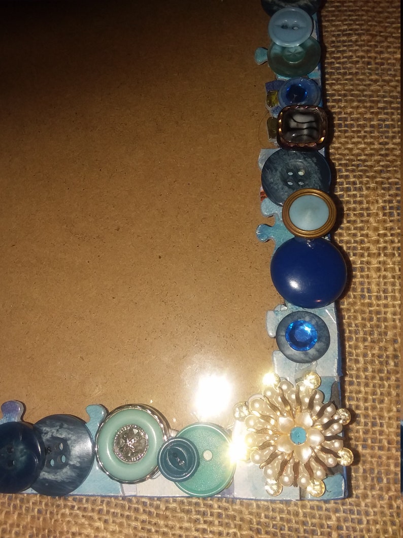 Blue Button Picture Frame - Etsy