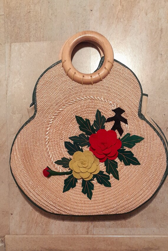 Mid century woven summer purse, beach bag