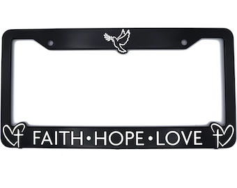 Faith Hope Love 3D Raised License Plate Frame