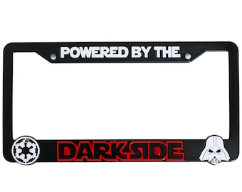 Powered by the Darkside 3D Raised License Plate Frame