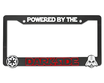 Powered by the Darkside 3D Raised License Plate Frame