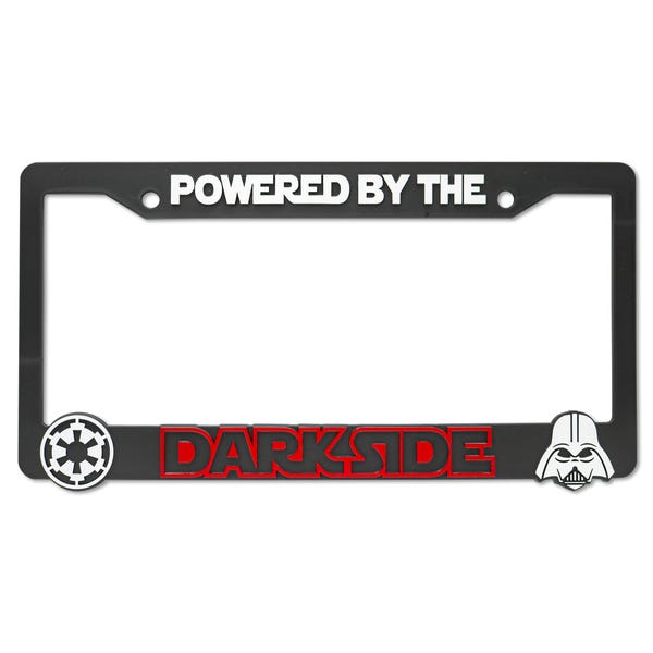 Powered by the Darkside 3D Raised License Plate Frame