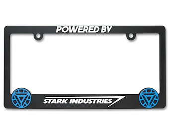 Marco para matrícula 3D elevado Powered By Stark Industries V2