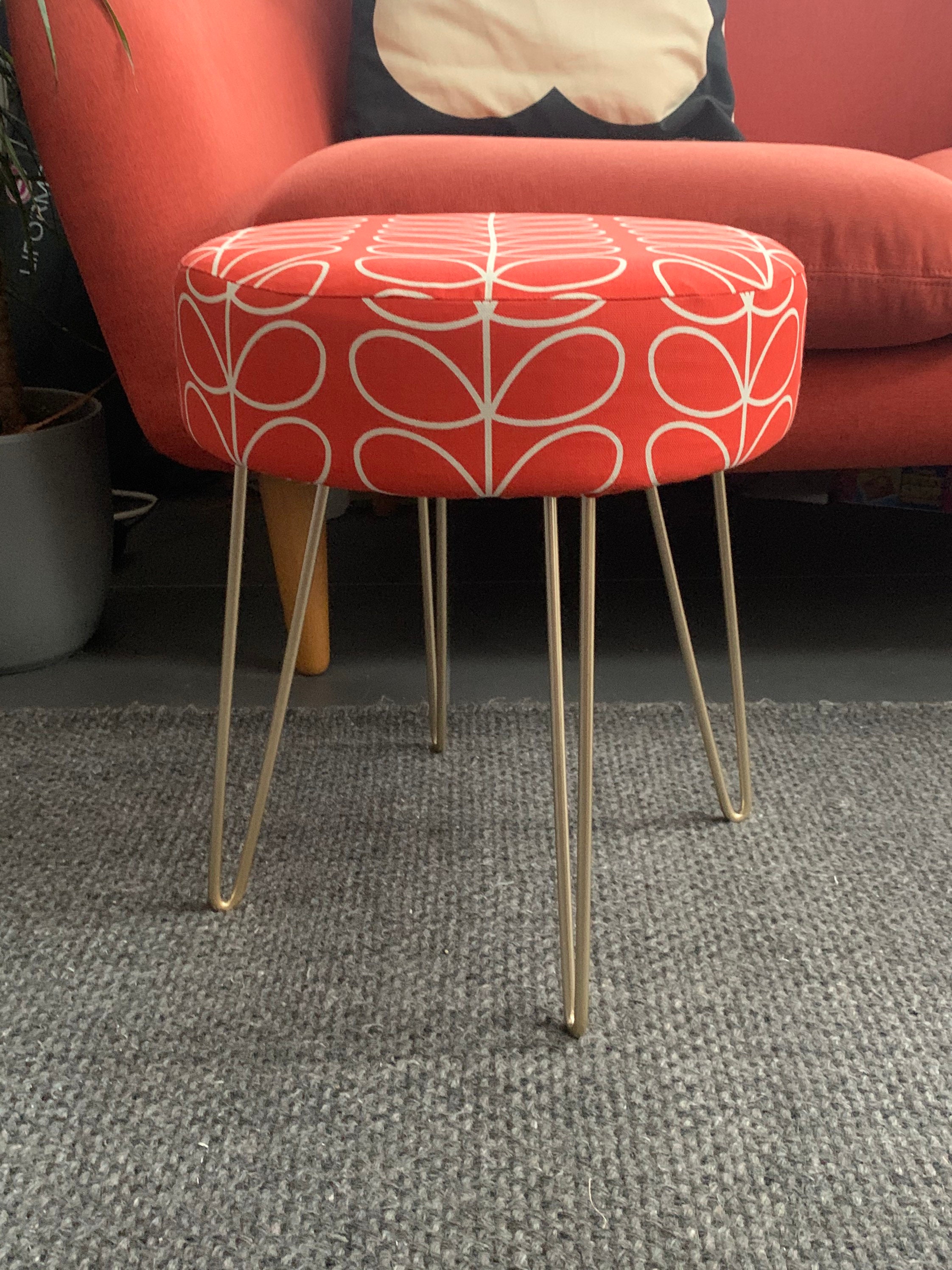 Red Orla Kiely footstool Etsy