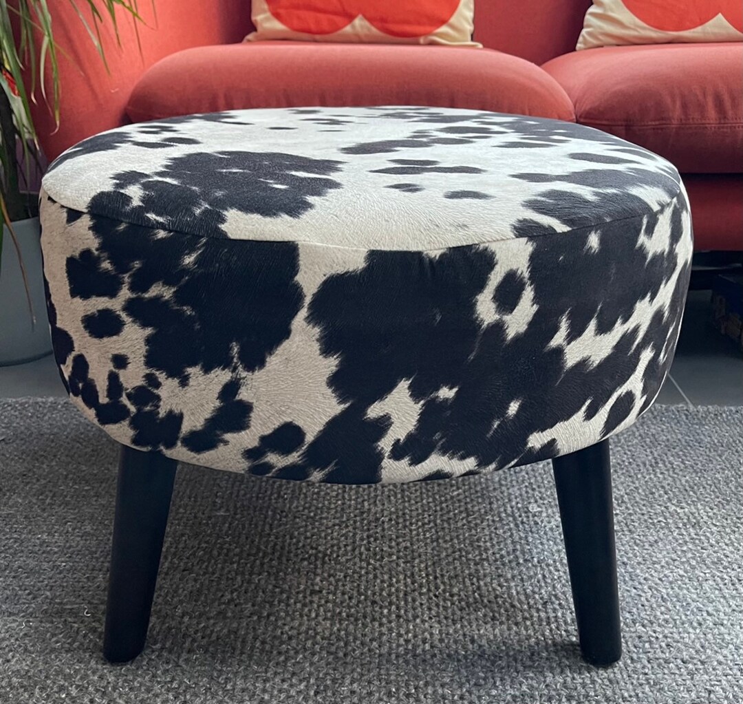 Cow cheap print footstool