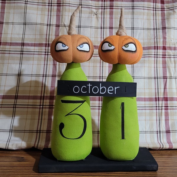 Pumpkin head 31 halloween doll / folk art /primitive / poke / shelf / OOAK whimsical