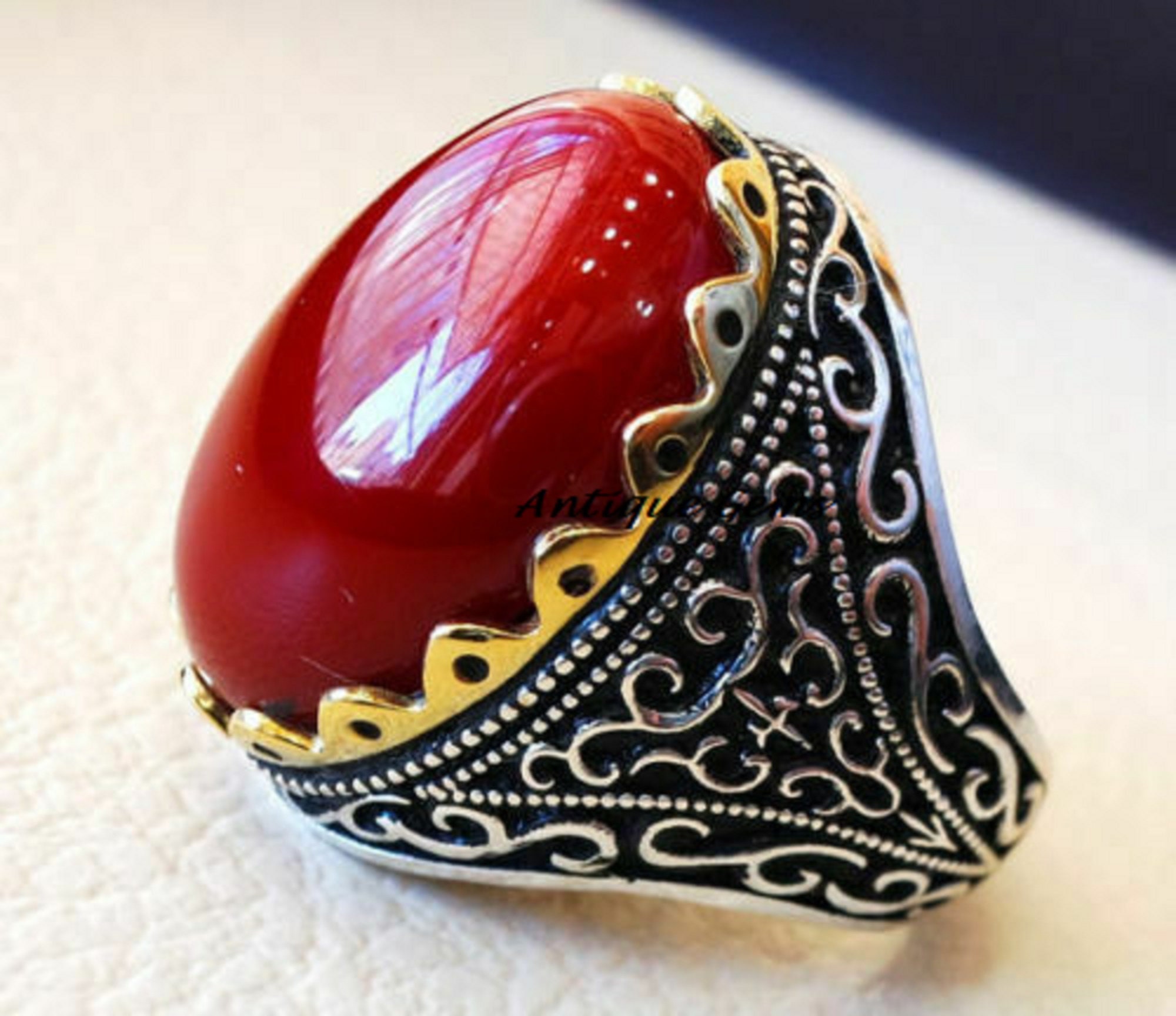 Moonga stone store ring design