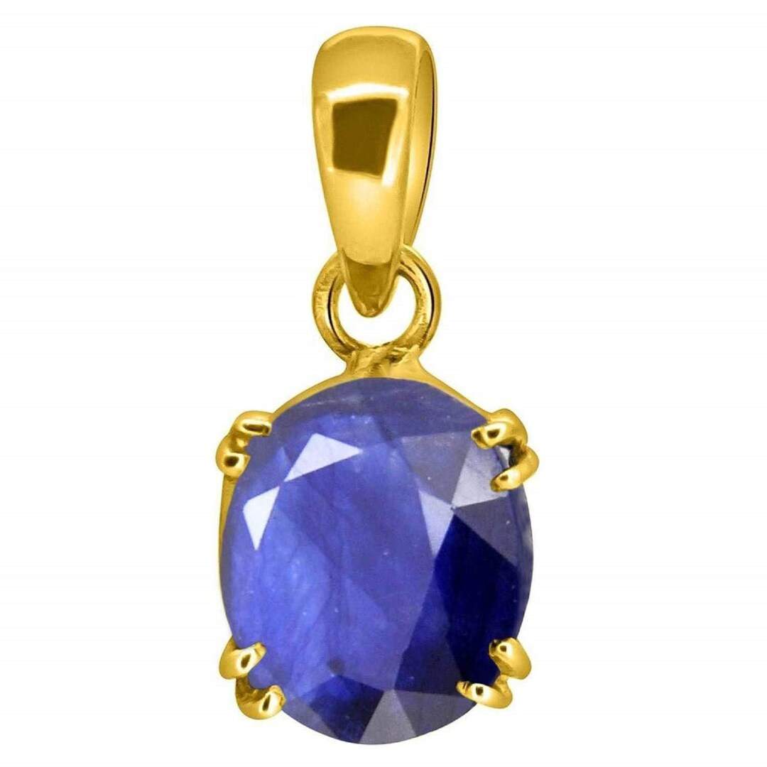 Ramneek Jewels Blue Sapphire Pendant - 5.25-5.50 Carats AAA Neelam Stone In Sterling Silver, Astrological Gem - View #7