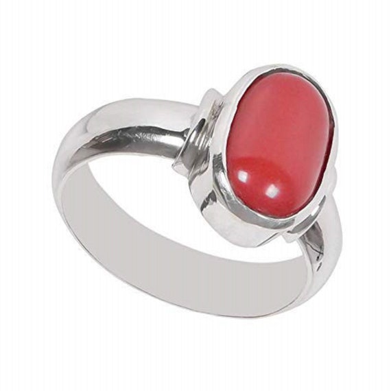 925 Sterling Silver Certified Natural 7.25 Carat Red Coral Moonga