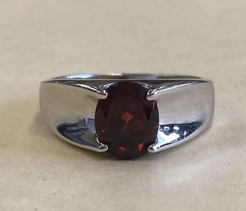 925 Sterling Silver 7.25 Carat Natural Red Garnet Gemstone Vintage Oval Cut Men/'s Ring