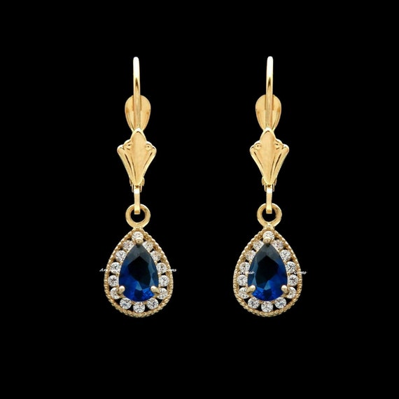 Sapphire And Diamond Statement Drop Earrings in 18K White Gold