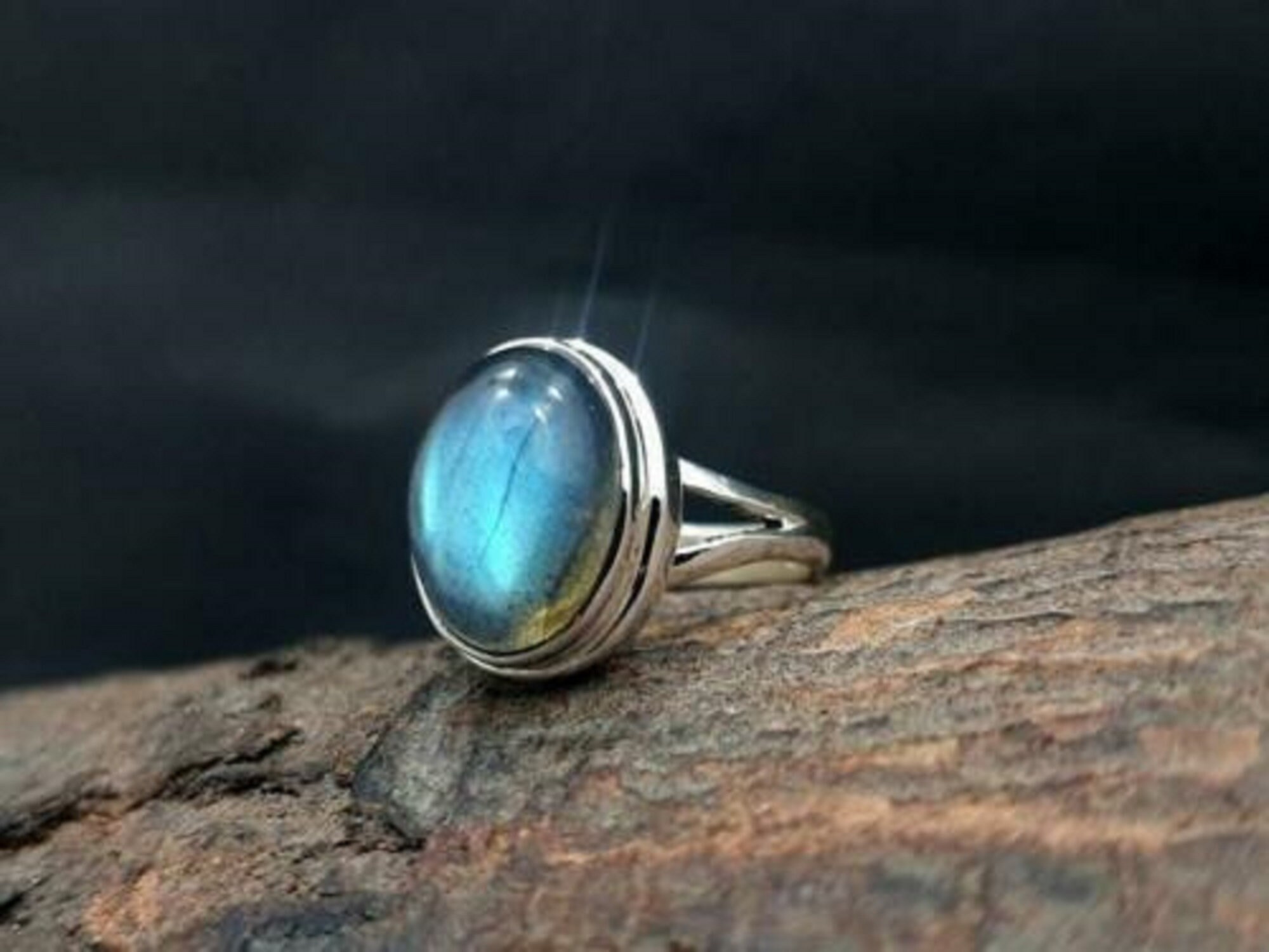 925 Sterling Silver Natural Certified 5 Ct Labrodite Stone Valentines Gift Ring 925 Sterling Silver Natural Certified 5 Ct Labrodite Stone Valentines Gift Ring