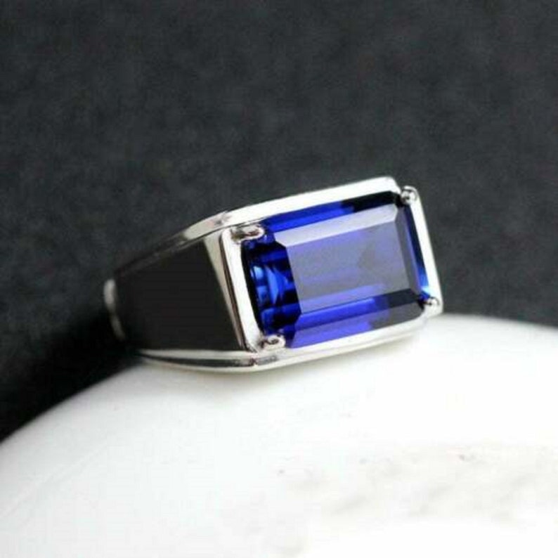 Certified Natural 925 Sterling Silver Emerald Cut Blue - Etsy