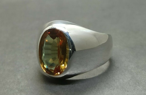 Pukhraj sale silver ring