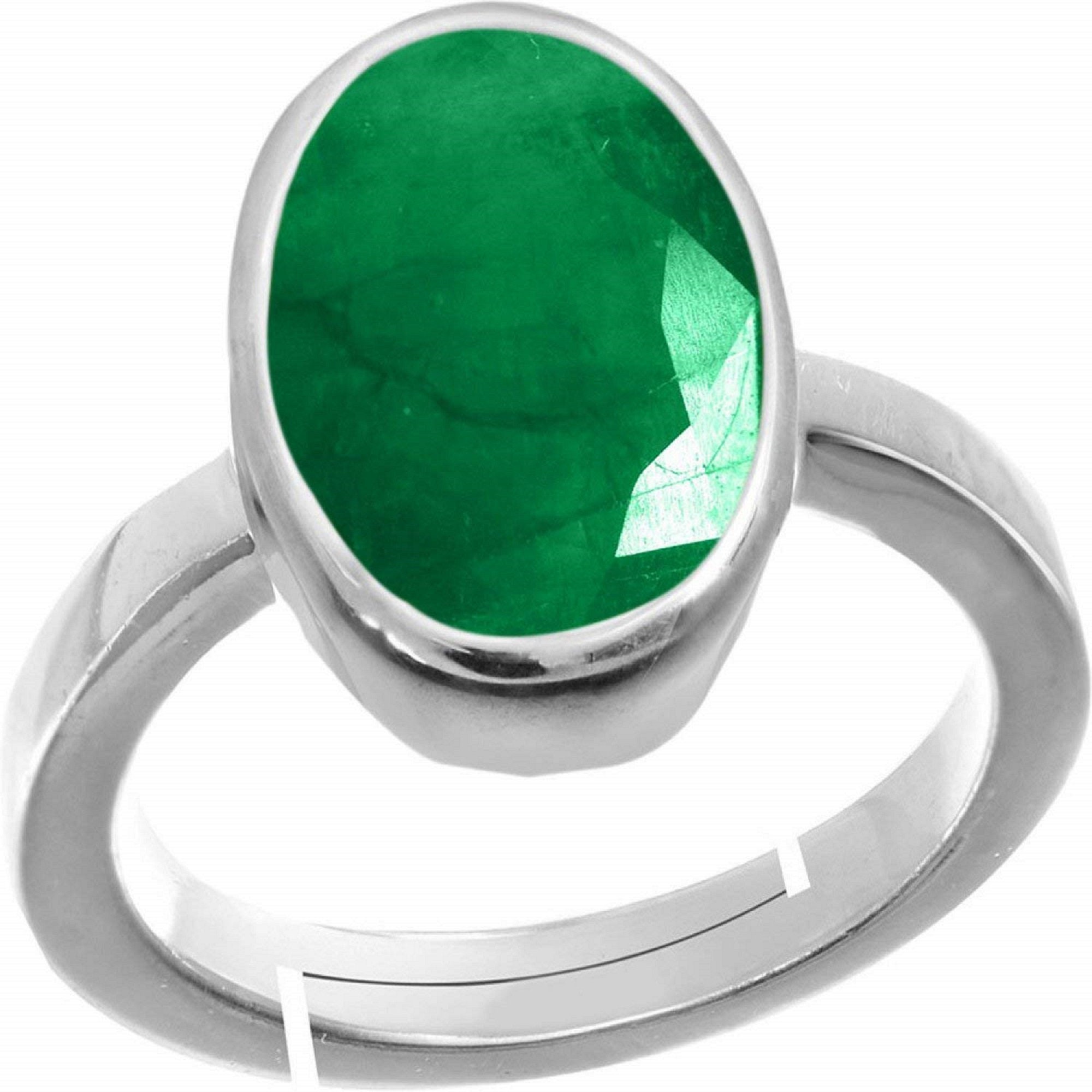Emerald Silver Finger Ring 5.90 g - Rectangular Cut – Viha Online