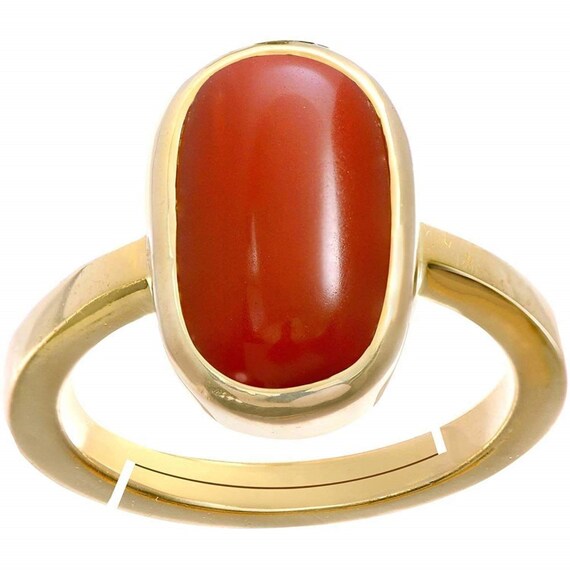 Certified Natural 7.25 Ratti Italian Red Coral Ring Moonga