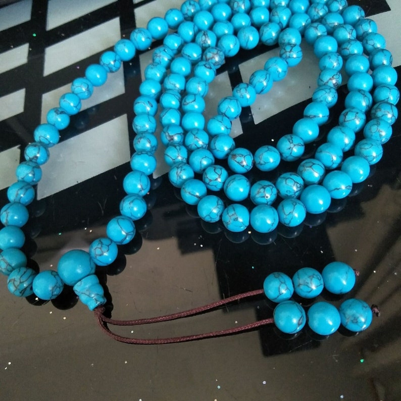 8mm Natural Howlite Turquoise Bracelet Tibet Buddhist 108 Prayer 8mm Natural Howlite Turquoise Bracelet Tibet Buddhist 108 Prayer