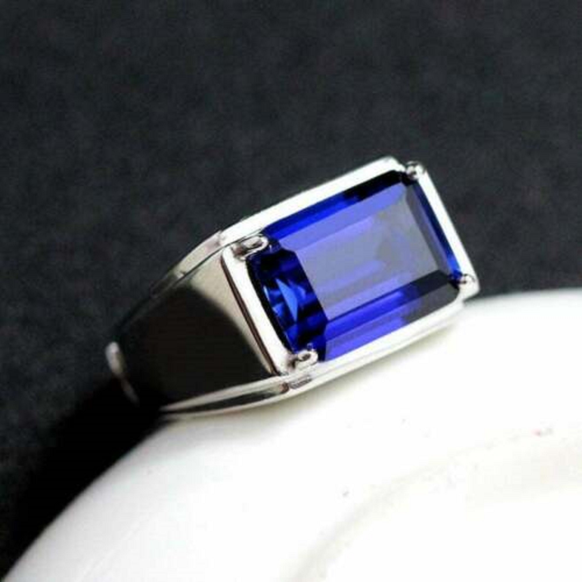 Certified Natural 925 Sterling Silver Emerald Cut Blue - Etsy