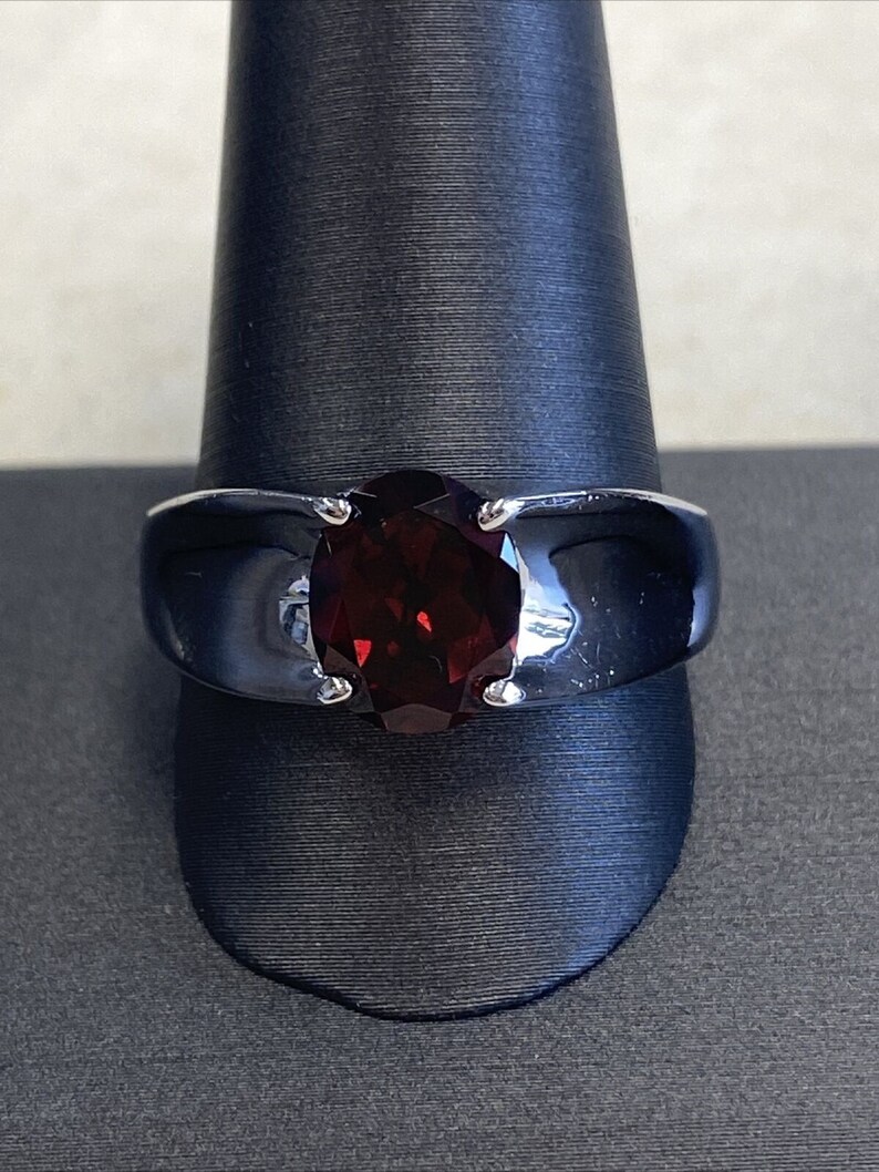 925 Sterling Silver 7.25 Carat Natural Red Garnet Gemstone Vintage Oval Cut Men/'s Ring