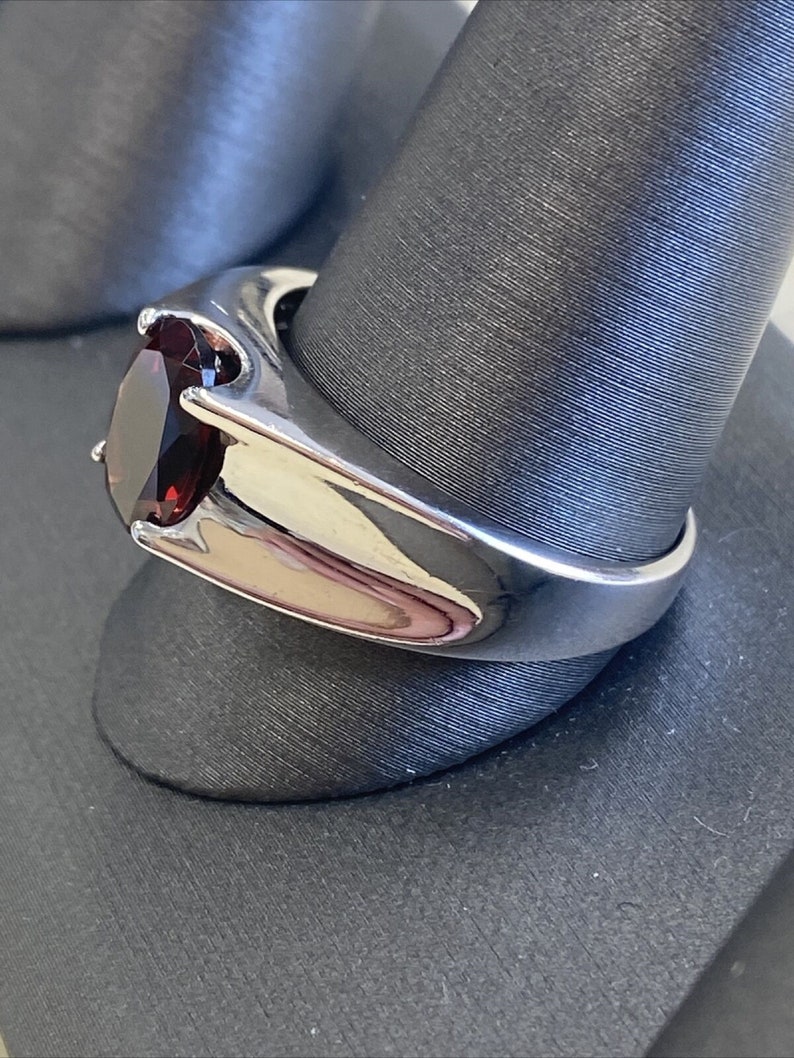 925 Sterling Silver 7.25 Carat Natural Red Garnet Gemstone Vintage Oval Cut Men/'s Ring