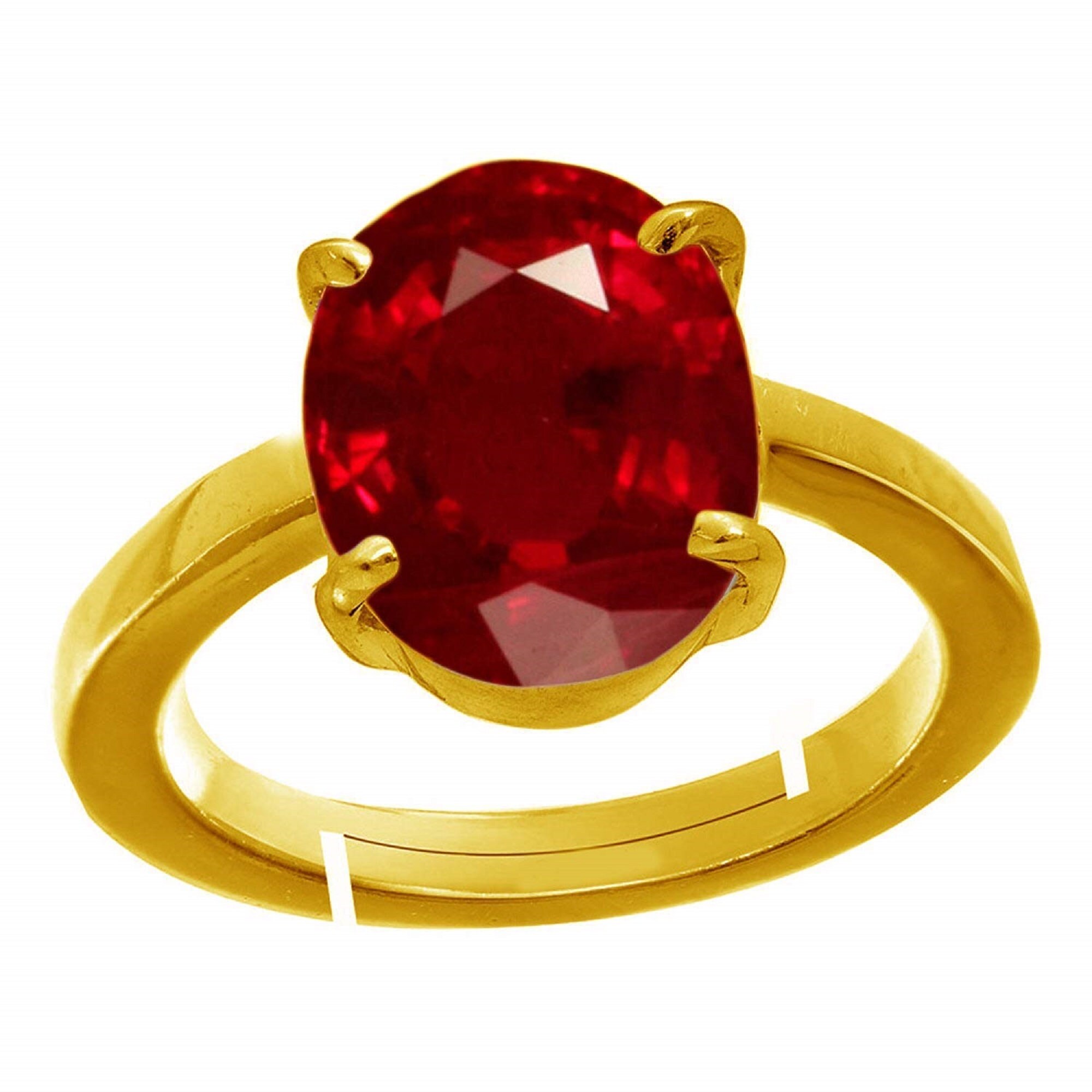 Natural Ruby (Manik) July month stone Gold Plated Adjustable Ring 2.25 –  Shaligrams