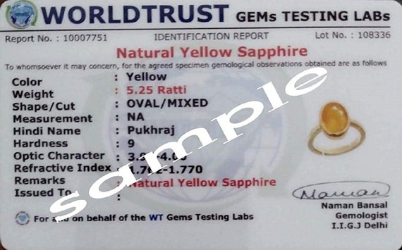 Kashmiri yellow deals sapphire