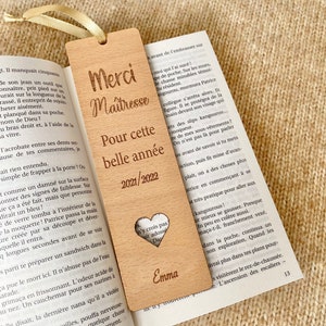 Personalized bookmark in Double-sided, Quality wood, ideal gift mistress, nanny, grandma, grandpa, mom, dad, godfather, godmother ... ...