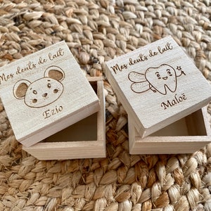 Personalized tooth box with laser engraving - Birth gift