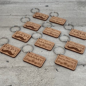 Porte-clés personnalisé pour Maman, Mamie, Papa, Papi, Parrain, Marraine, Nounou, Tonton, Tata, Témoin