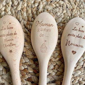Personalisierter Küchenlöffel aus Holz, Lasergravur, ideal für Mama, Oma, Kindermädchen, alles Gute zum Muttertag, Muttertag, Kindermädchen-Geschenk