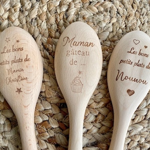 Personalized wooden kitchen spoon, laser engraving ideal for mom, grandma, nanny, happy mom's day, mother's day, nanny gift