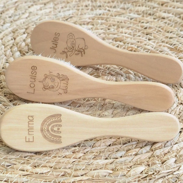 Brosse pour bébé personnalisés en bois de hêtre ... Ideal cadeau naissance, baptême, anniversaire