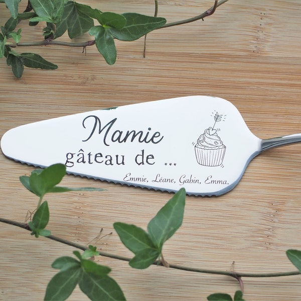 Pelle à gâteau personnalisée en acier inoxydable à offrir pour Fête des grands mères, mamie, maman - cadeau mariage