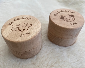 Personalized tooth box with laser engraving - Birth gift